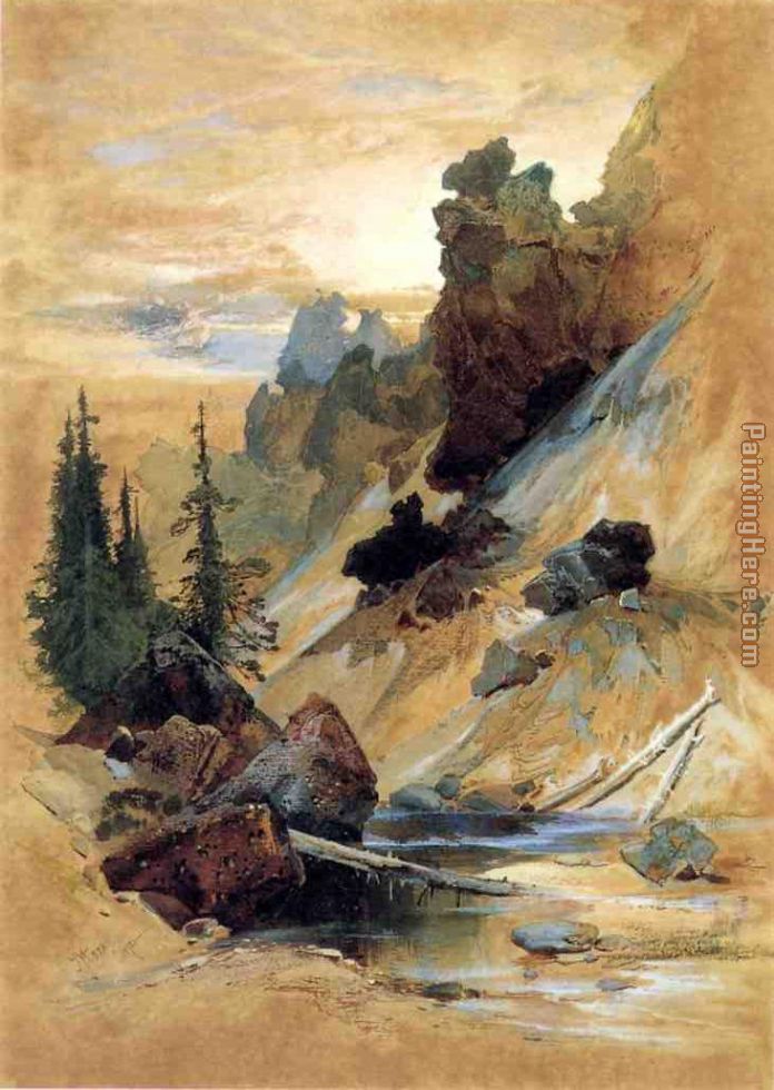 The Devil's Den on Cascade Creek painting - Thomas Moran The Devil's Den on Cascade Creek art painting